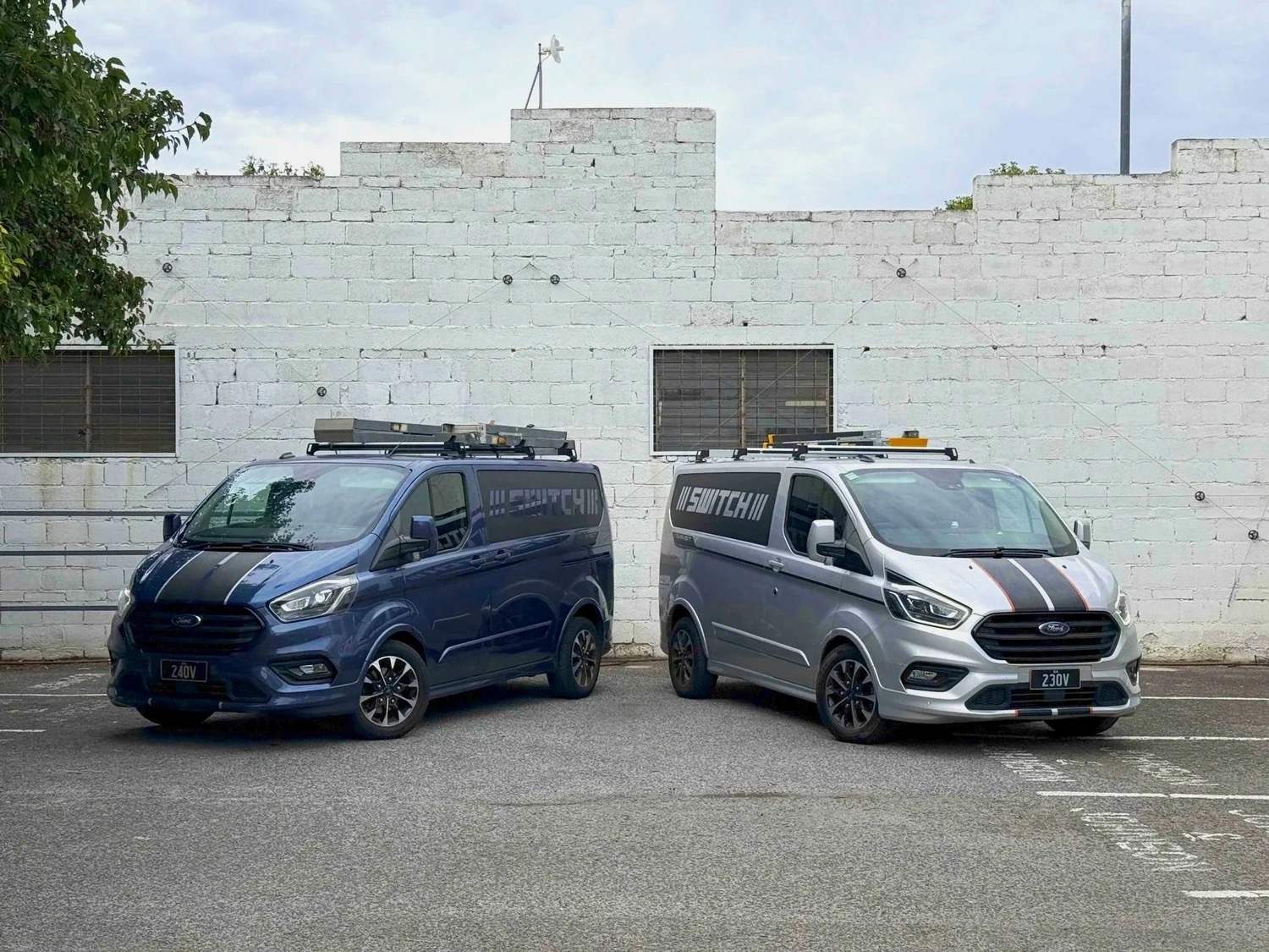 The three Switch Electrical vans