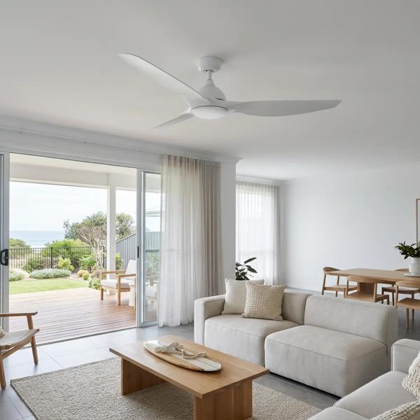 A new ceiling fan installed in a living room